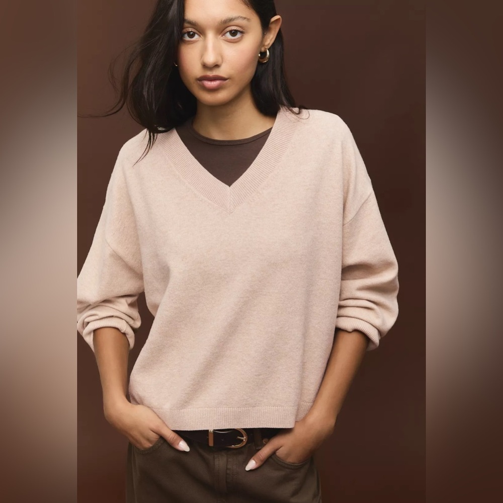 H&M Studio A/W 2024 V-Neck Dusty Pink Sweater size Small